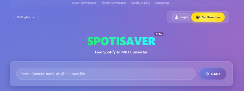 Spotisaver homepage interface