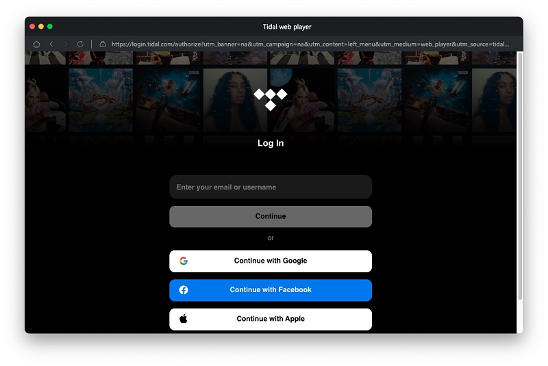 sign in to tidal web player