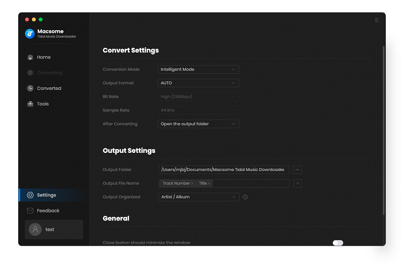 Set the output format and output folder