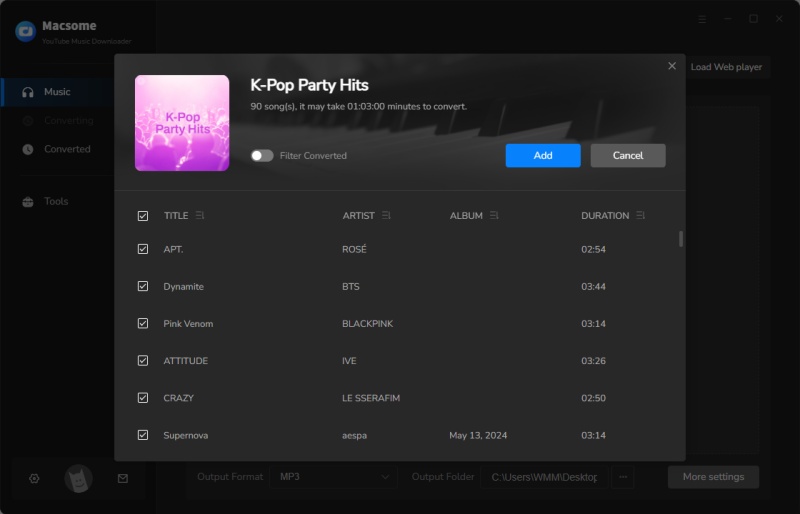 Add YouTube Music from other playlists