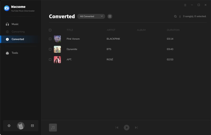 find the converted YouTube music