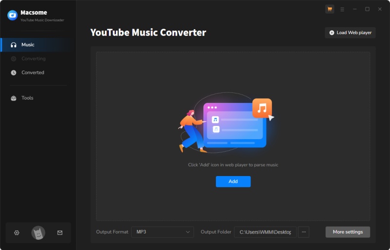 Interface of macsome youtube music downloader