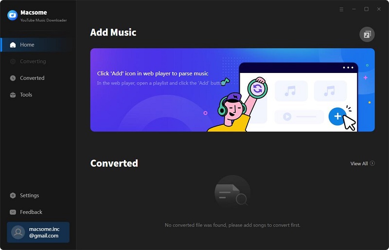 The interface of Macsome YouTube Music Downloader