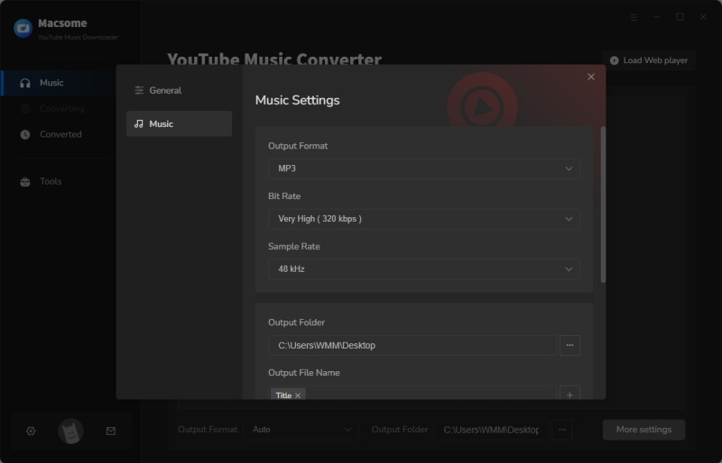 Set MP3 as the output format