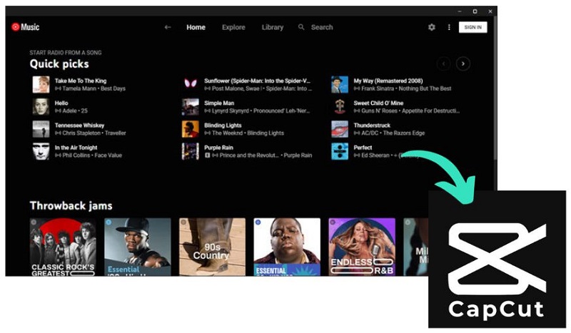 Import YouTube Music into CapCut