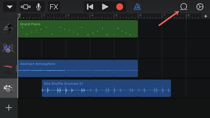 garageband loops button on iphone or ipad