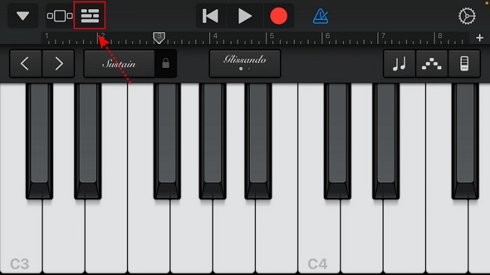 open a garageband project on iphone or ipad