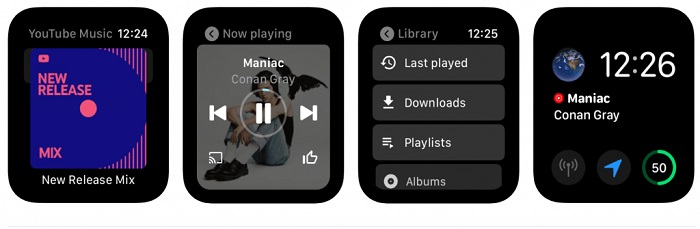 listen to YouTube Music app on Apple Watch online