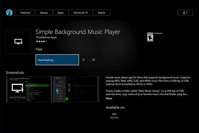 Play YouTube Music on Xbox One with Simple Background Music Player