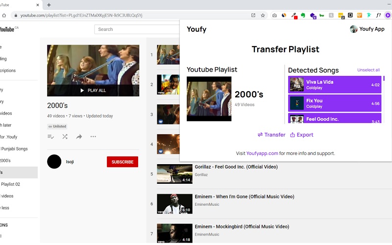 transfer youtube music to Spotify using youfy